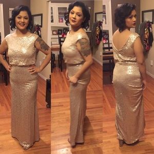 David’s bridal champagne/rose gold sequin gown